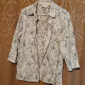 Alfred Dunner White Black Blouse Size 16